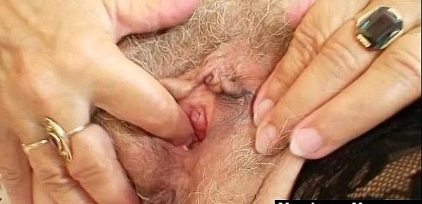  Ugly grandma Cecilie toys her  hairy pussy